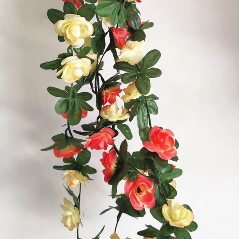 each 8.2FT 5 pack Fake Rose Vine Flowers Plants Artificial Flower Hanging Rose 