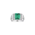 thumbnail image 1 of RYLOS Men's Rings Sterling Silver Designer Style 10X8MM Emerald Cut Shape Gemstone & Diamonds Emerald May Birthstone Rings For Men Size 13, 1 of 4