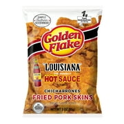 Golden Flake Louisiana Hot Sauce Fried Pork Skins, 3 oz Bag