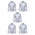 thumbnail image 2 of Guardurnaity Camisa transpirable para hombre Satén con mangas largas - Trabajo Boda o hogar Camisa para hombre Manga larga formal Grande gris Type2 NO2, 2 of 6
