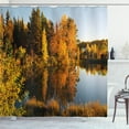 thumbnail image 1 of Ambesonne Fall Shower Curtain, Lake Woodland at Sunset, 69"Wx84"L, Multicolor, 1 of 3
