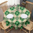 thumbnail image 3 of Lucky Four Leaf Clover Round Table Cloth,Wrinkle Resistant Table Cover with Polyester,Waterproof Reusable Tableclothes for Easter Birthday Picnic Wedding (Round,60x60inch), 3 of 6