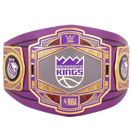 Sacramento Kings Championship Belt Metal Plates Hand-Tooled Leather Strap Adult Size Collectible