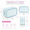 thumbnail image 7 of Light Blue Gingham Ruffle Makeup Bag, Large Capacity Waterproof Cosmetic Bag Wide Opening Travel Toiletry Organizer for Women Girls, 7 of 7