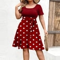 thumbnail image 2 of WTOBBY Trendy Plus Size Office Dress, Professional Short Sleeve Round Neck Waist-Defining Floral Print for Work Events Conferences and Business Casual,Red 3XL, 2 of 5