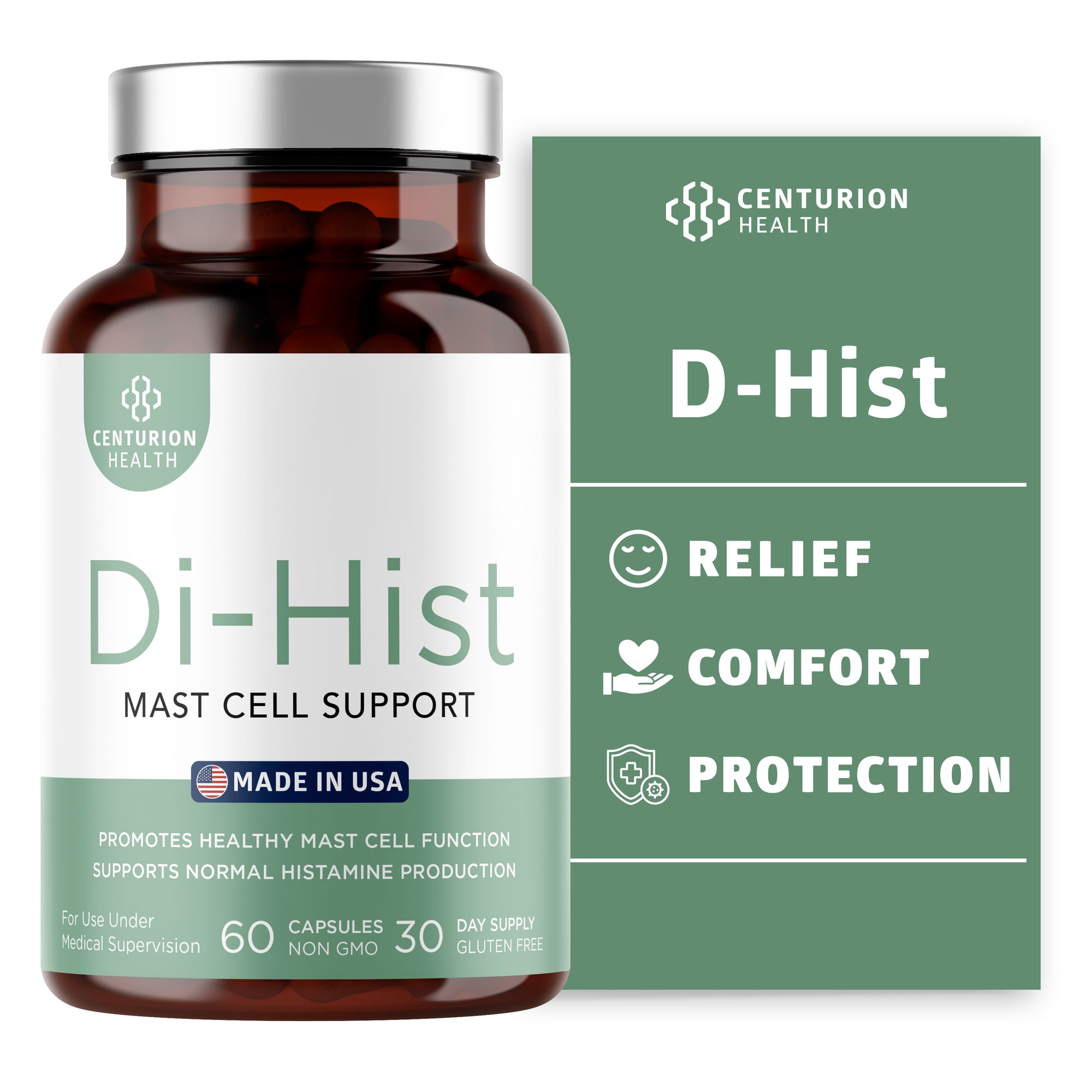 Di-Hist Mast Cell Support, Diamine Oxidase DAO Enzyme and Histamine Supplement 10,000 HDU with 110 Billion CFUs, Vegan Gluten Free, 30 Caps
