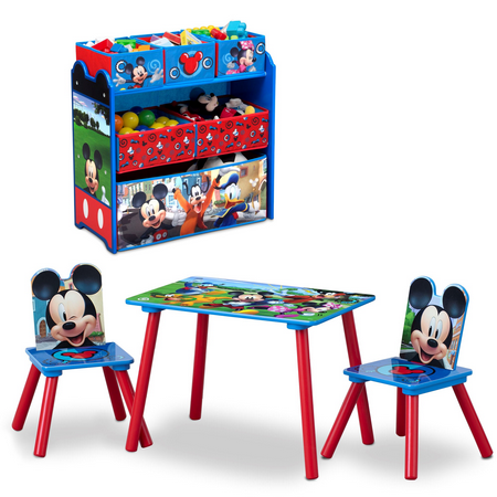 Mickey Mouse 4-Piece Toddler Playroom Set – Includes Table, 2 Chairs & Toy Bin, Blue