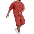 thumbnail image 2 of Mens Short Sets 2 Piece Outfits - Casual Summer Short Sleeve Sweatsuits Sets for Men with Cargo Pocket Casual Tracksuit Vacation Workout Sets, 2 of 9