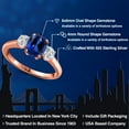 thumbnail image 2 of Gem Stone King 2.14 Ct Blue Created Sapphire G/H Lab Grown Diamond 18K Rose Gold Plated Silver Ring, 2 of 6