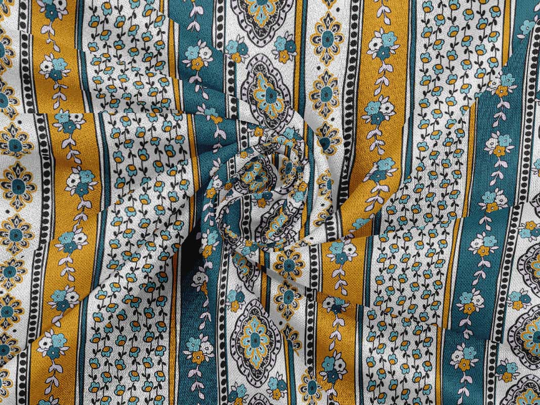 oneOone Rayon Dark Teal Green Fabric Words Of Wisdom For The Happy Couple Advice Card Floral Border Dress Material Fabric Print Fabric By The Yard 56 Inch Wide