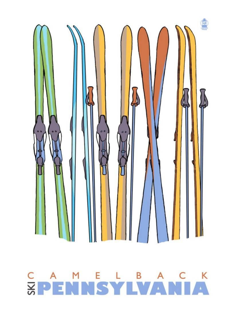 Camelback, PennSylvania, Skis in the Snow By Lantern Press by Art.com