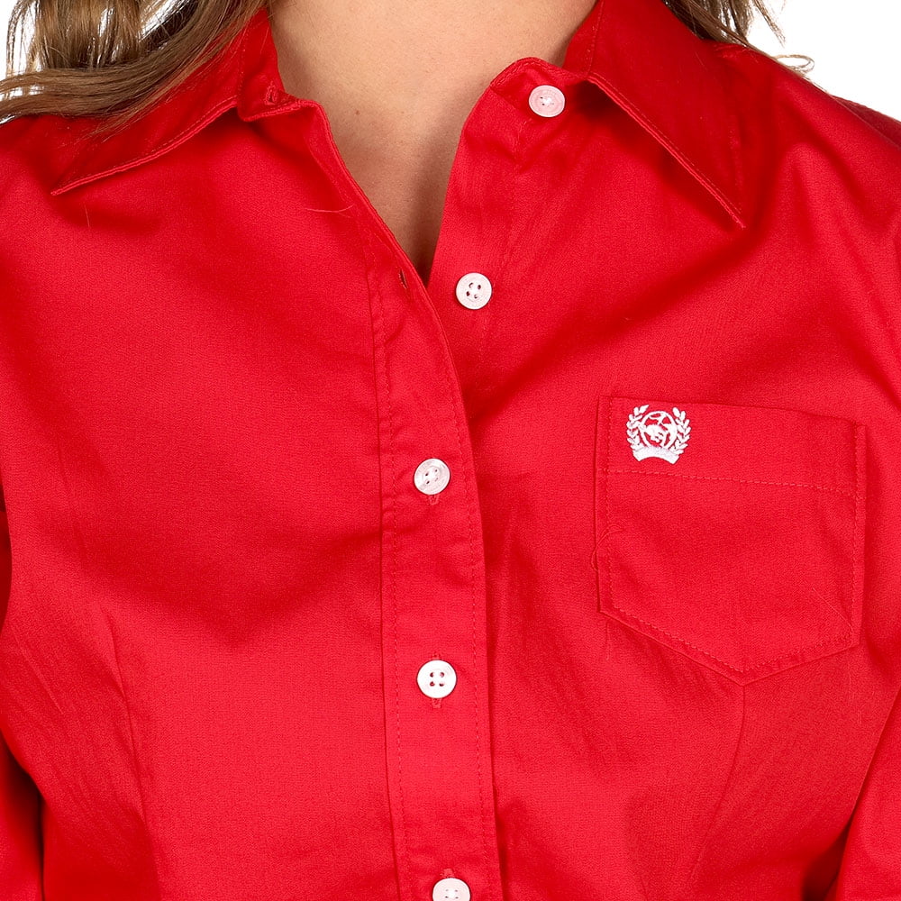 Cinch Ladies (MSW9164032) Long Sleeve Button-Up Shirt - Red