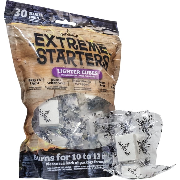 Get Stoked! Extreme Starters - Lighter Cubes, Fire Starters,30 Pieces per Pack, Burns Up To 13 Minutes