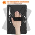 thumbnail image 5 of ShieldPlus for Samsung Galaxy Tab S10 Ultra 2024: 3-Layer Rugged Military Grade Shockproof Case for Tab S9 Ultra/S8 Ultra 14.6" with 360° Swivel Stand - Handle - Shoulder Strap - S Pen Holder, Black, 5 of 12