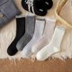 thumbnail image 3 of Nvzi Calcetines de mujer de media caña con doble canalé, 3 pares de calcetines casuales cálidos de color gris oscuro, talla única, gruesos, de cuello redondo, adecuados para el invierno., 3 of 5