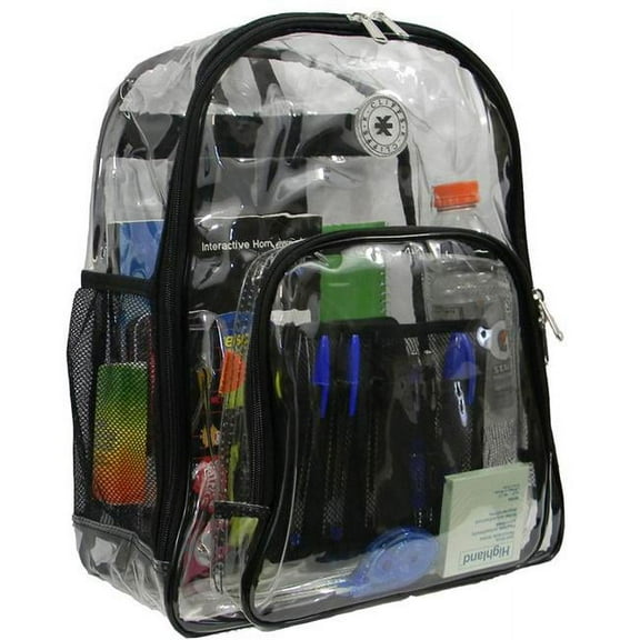 Harvest LM213 BLK Deluxe 17 in. See-through Clear 0.5 mm. PVC Backpack