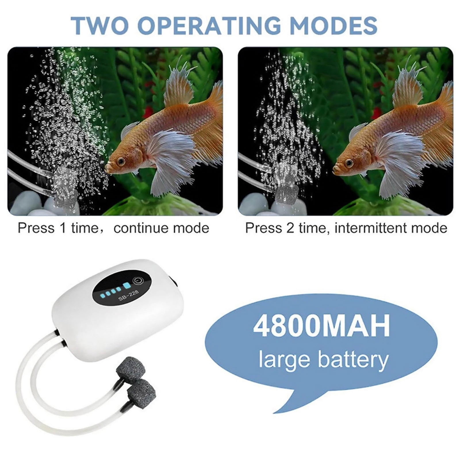 APPLAYERR Dual Outlet Fish Pump Quiet 30-40Db Operation Usb Charging Design For Indoor Aquarium Fish Farming Water Circulation System