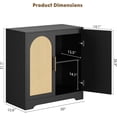 thumbnail image 2 of Sideboard Buffet Cabinet - Credenza Storage with 2 Rattan Doors and Shelves, Modern Console Table Accent Coffee Bar Cabinet for Living Room, Kitchen, Hallway, Dining Room, Entryway, Black, 2 of 7