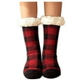 thumbnail image 3 of Baberdicy Women's Plaid Floor Socks, Thick Warm Fuzzy Slipper Socks,Crimson Red Fits All – Gift Ready, 3 of 6