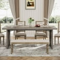 thumbnail image 5 of 71" Rustic Farmhouse Dining Table for 6–8 People, Large Rectangular Kitchen Table, Wood Dining Room Table for Family Meals, Events & Workspace, Rustic Grey Finish, 5 of 10