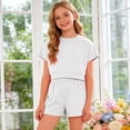 thumbnail image 2 of UAYOTSE Girls Summer Outfits 2 Piece Sets Short Sleeve Shirts and Shorts Set Kids Clothes,Sizes 3-4 Years, 2 of 8
