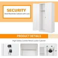 thumbnail image 4 of Steel Wardrobe Cabinet with 2 Doors, White Metal Locker Cabinet for Storage with Hanging Rod and 4 Shelves, Lockable Metal Closet Cabinet for Bedroom, Cloakroom and Home Office, 4 of 15