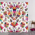 thumbnail image 2 of Mexican Shower Curtain, Mexico Otomi Green Flower Boho Floral Shower Curtain Set with Hooks, Waterproof Polyester American Art Natural Inspirations Flowers and Birds Bathroom Curtain, (69X70), 2 of 5