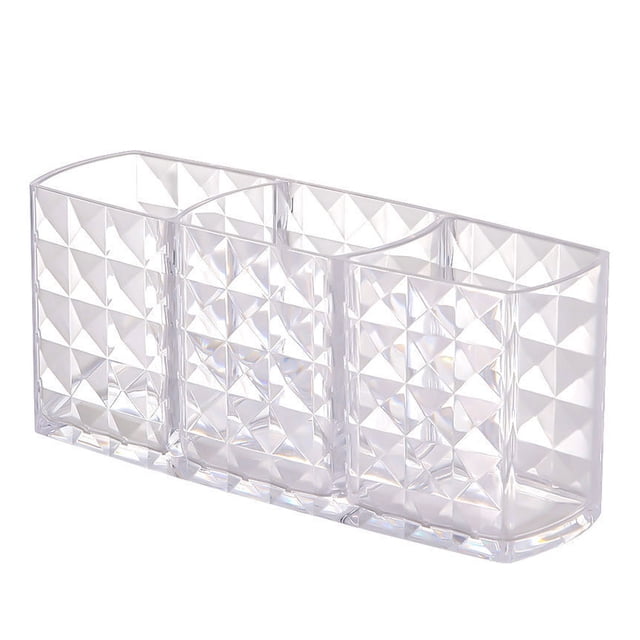 Porta bolígrafos de acrílico transparente, porta brochas de maquillaje con 3 compartimentos, organizador de lápices de cejas, 18,5*8*6 cm