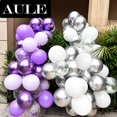 thumbnail image 4 of Set de globos AULE de látex morado metalizado, 60 unidades, 30 cm, con confeti, 4 of 6