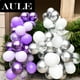 thumbnail image 4 of Set de globos AULE de látex morado metalizado, 60 unidades, 30 cm, con confeti, 4 of 6