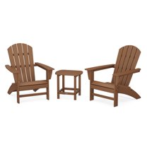 POLYWOOD Nautical 3-Piece Adirondack Set with South Beach 18" Side Table in Teak