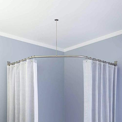 Neo Angle Shower Curtain Rod, Corner Shower Curtain Rod Ceiling Support