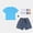Blue, variant on Girls Denim Skirt Outfit Set 3 Piece Fashion Skirt Suit Short Sleeve Solid Color Top Jean Skirt and Matching Socks Toddler Girls Summer Boutique Wear Green Size 4 Years