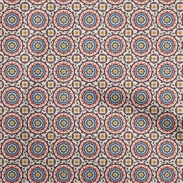 oneOone Cotton Poplin Yellow Fabric Asian Suzani Craft Projects Decor Fabric Printed By The Yard 56 Inch Wide