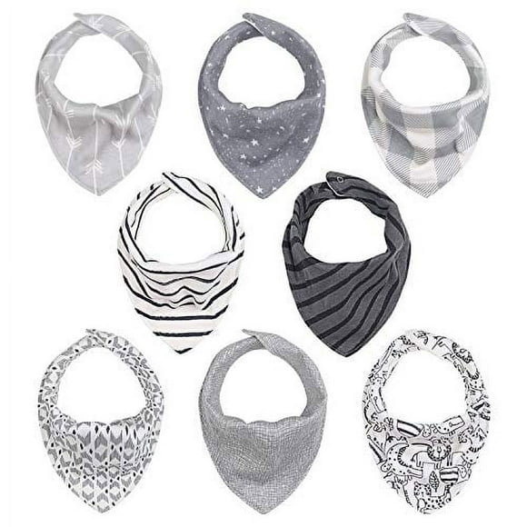 Bandana Drool Bibs for Baby Boys or Girls - 8 Pack Set for Feeding, Teething, Drooling