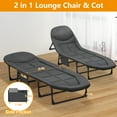 thumbnail image 2 of 2-in-1 Foldable Lounge Chair & Camping Cot – Adjustable Backrest with 3D Headrest, Side Pocket for Office Naps, Beach, Camping, Travel, 2 of 8