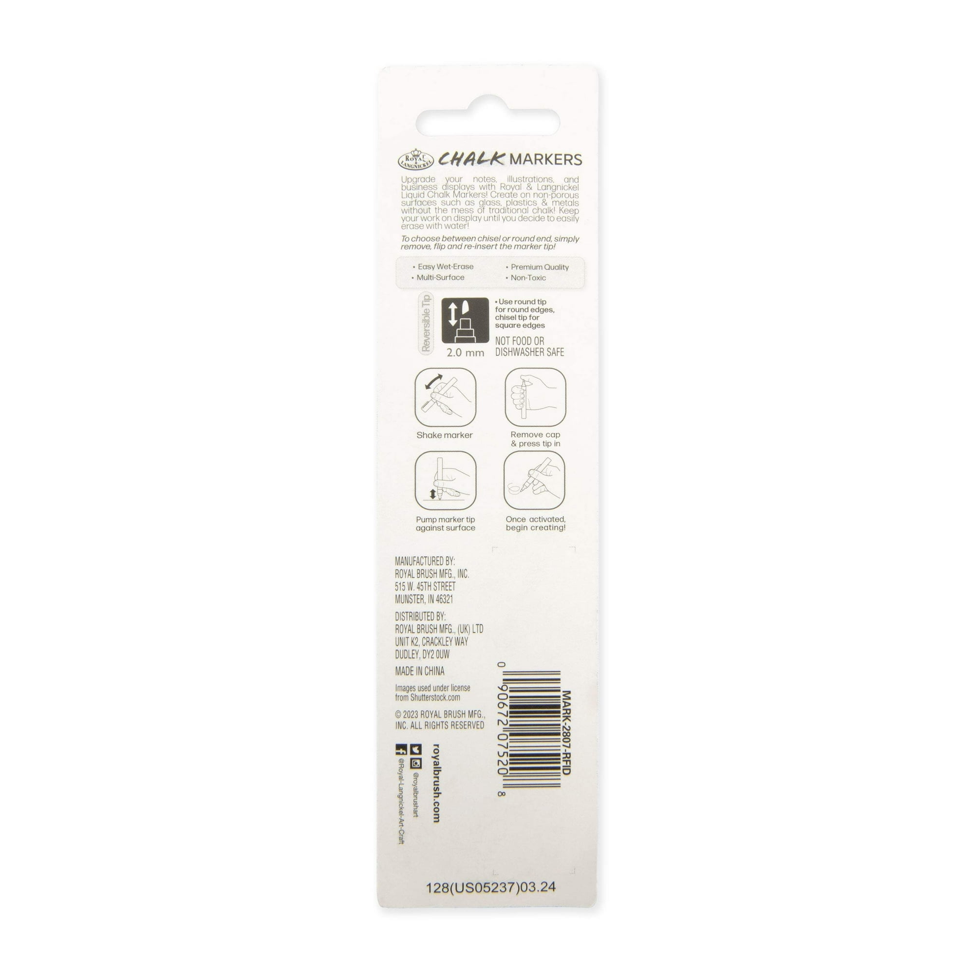 Royal & Langnickel 2mm White Chalk Marker - 3 Pack