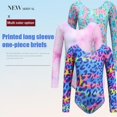 thumbnail image 5 of Xmarks Girls Tie Dye Long Sleeve Leotard for Ballet Dance Gymnastics Toddler Kids Blue 3-4Y, 5 of 7