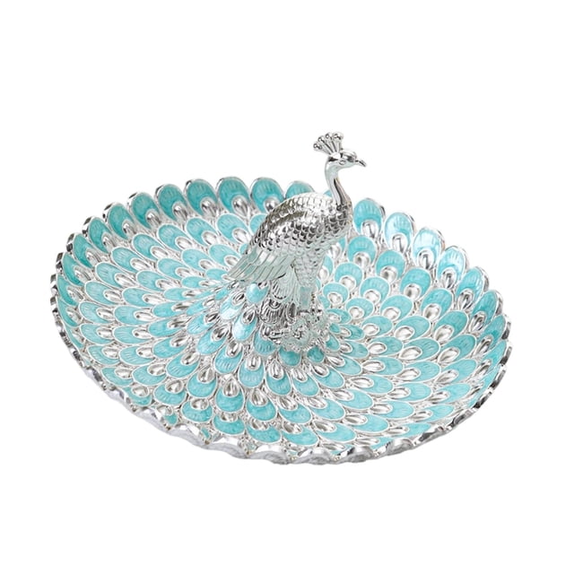 Flynix Fruit Plate European Design Decorative Multifunctional for Party Dinner Desk Silver blue