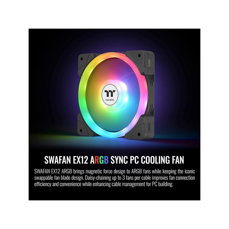 Thermaltake SWAFAN EX 12 ARGB PC Fan, 3-Pack, 500~2000 RPM, Sync