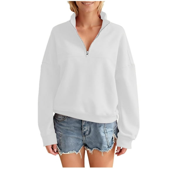 Lmnyox Half Zip Collared Sweatshirts Fashion Casual Long Sleeve Athletic Pullover Shirts Solid Sport Tops