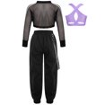 thumbnail image 4 of Aiihoo Kids Girls Sports Gymnastics Workout Hip-hop Jazz Outfits Sleeveless Vest with Cargo Pants and Crop Top for Dance Performance Lavender 10, 4 of 7