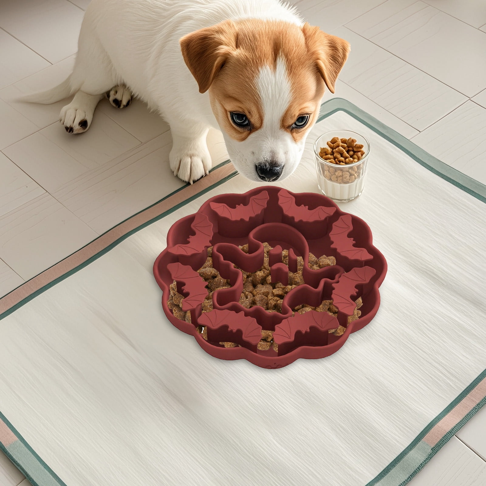 Pet Slow Feeder Bowl Silicone Dog Cat Food Bowl Anti Choking Maze Feeding Dish with Suction Base Non Slip Healthy Eating Dish for Small Medium Dogs Cats Feeding Training Bowl