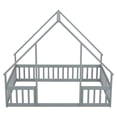 thumbnail image 5 of Full Size Floor Bed for Kids Toddlers, Wooden Montessori Bed Frame with Roof and Fence Guardrails, Playhouse Bed Tent Bed for Boys Girls Bedroom, Easy Assembly, Grey, 5 of 7