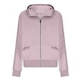 thumbnail image 4 of wycnly Womens Sweatshirt Coat Knitted Coat for Women Casual Solid Open Front Full Zipper Hooded Jacket Long Sleeve Oversized Sweatshirt Outwear Winter Sweatshirt Coat, 4 of 7