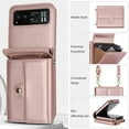 thumbnail image 6 of For Motorola Razr 40 PU Leather Case, Stylish Crossbody Strap Wristband Card Slots Magnetic Snap RFID Blocking Drop Protective Rugged Case for Motorola Razr 40, Rosegold, 6 of 7