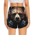 thumbnail image 3 of Picia Urban Bear With Headphones Pattern Women's 2 in 1 Athletic Running Shorts High Waisted Workout Casual Gym Sweat Shorts with Comfy Liner Zipper Pockets-Large, 3 of 9