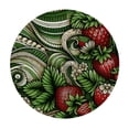 thumbnail image 2 of PIKWEEK  Round Fitted Tablecloth Watercolor Strawberry Round Table Cloth with Elastic Edged Green Stripes Waterproof Wipeable Table Cover, 2 of 7