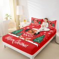 thumbnail image 4 of Homewish Cartoon Dachshund Animal Queen Sheet Sets, Xmas Tree Snowflake Flat and Fitted Sheet, Merry Christmas Breathable Home Decor, 4pcs, 4 of 7