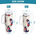 thumbnail image 6 of Yayeee 40oz Stainless Steel Tumbler with Straw and Handle Double-Wall Insulated Travel Water Bottle, Blue Butterflies, 6 of 8